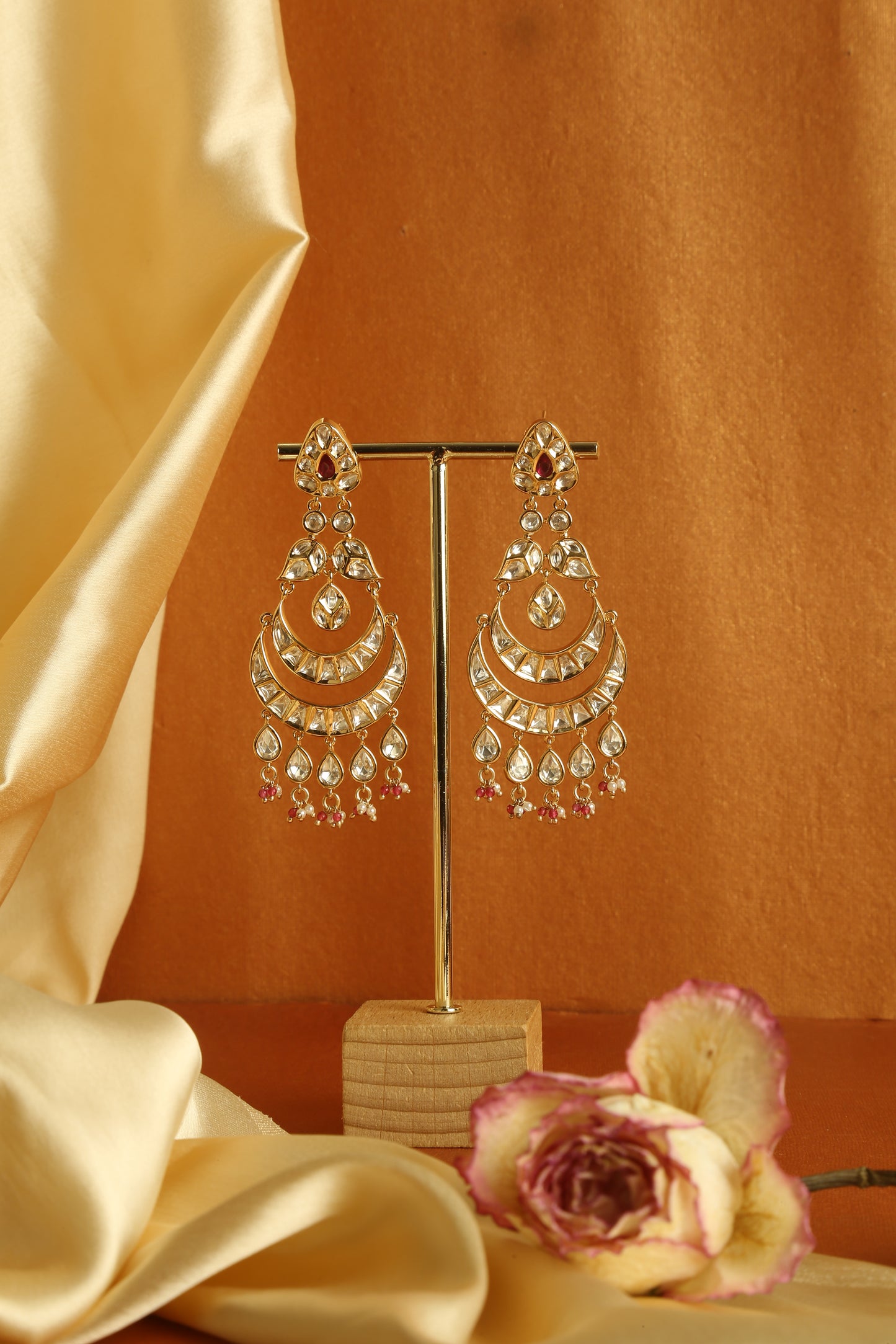 Kundan two layered chandbali