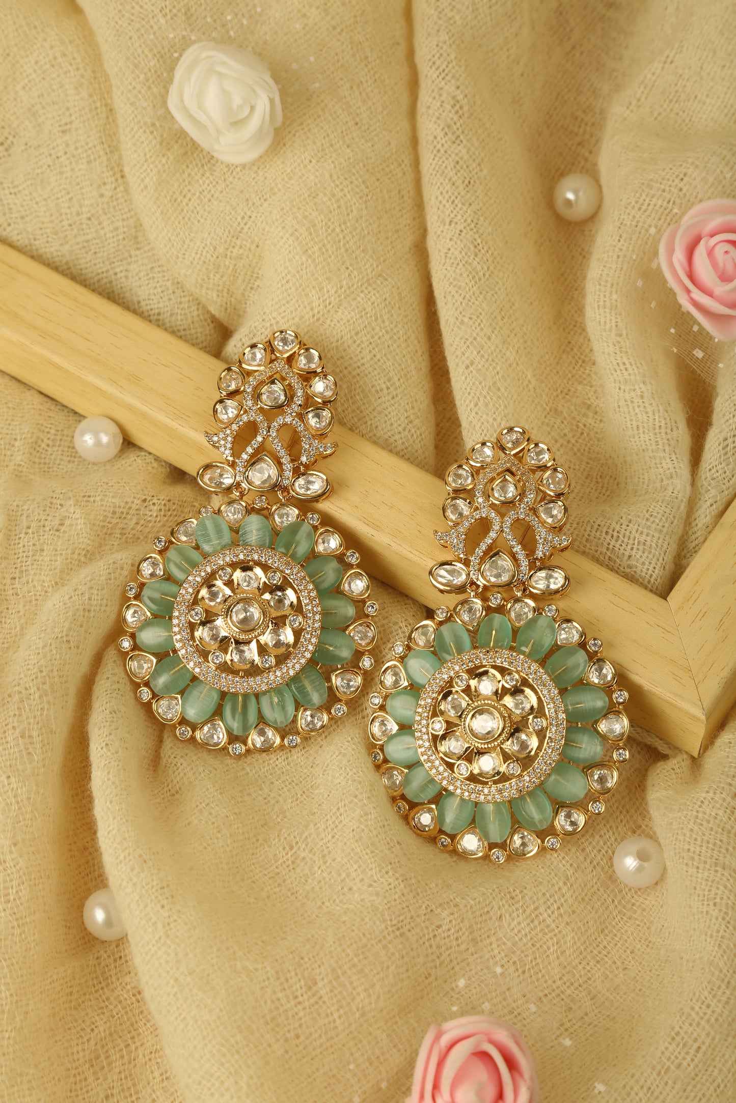Kundan statement drop earrings
