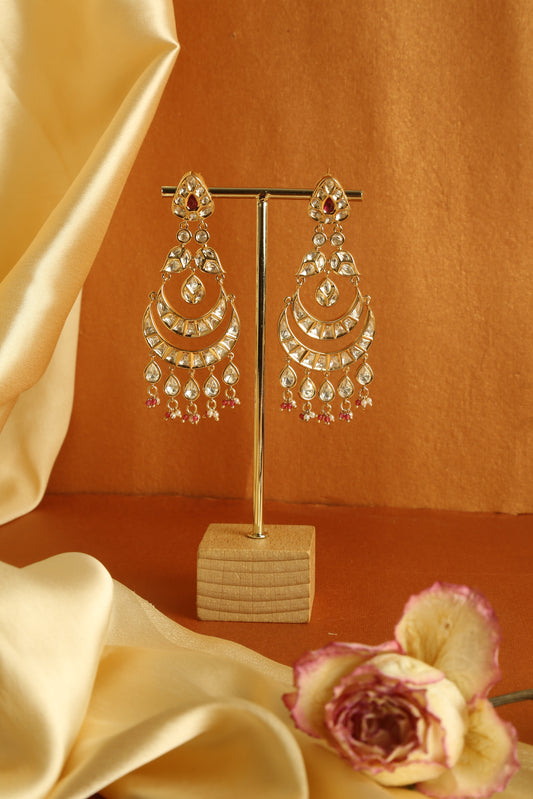 Kundan two layered chandbali