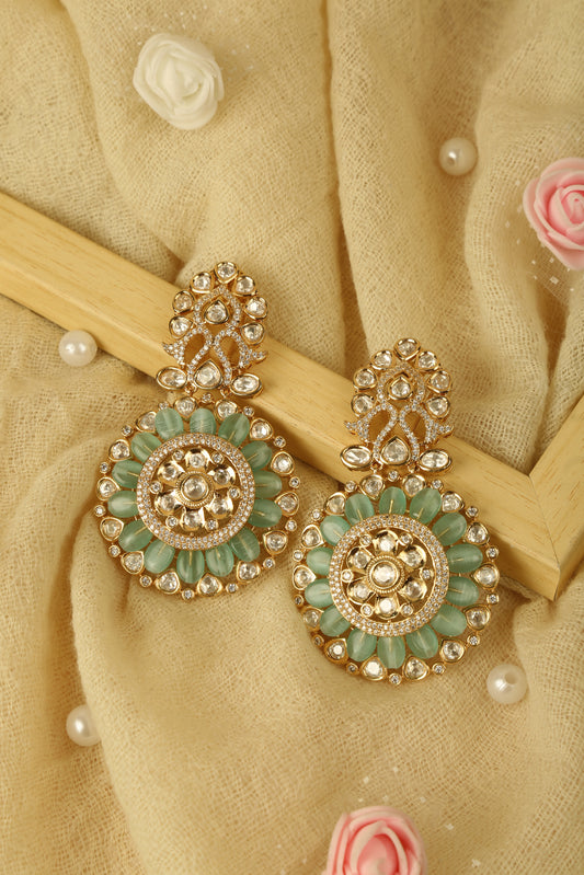 Kundan statement drop earrings